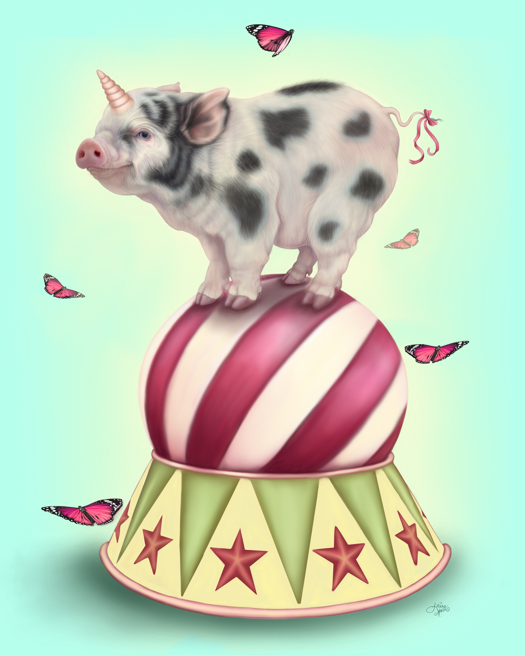 Circus Pig Giclee Canvas Prints