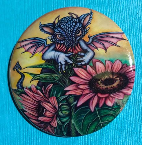Sunflower Dragon Pin/Magnet - The Butterfrog