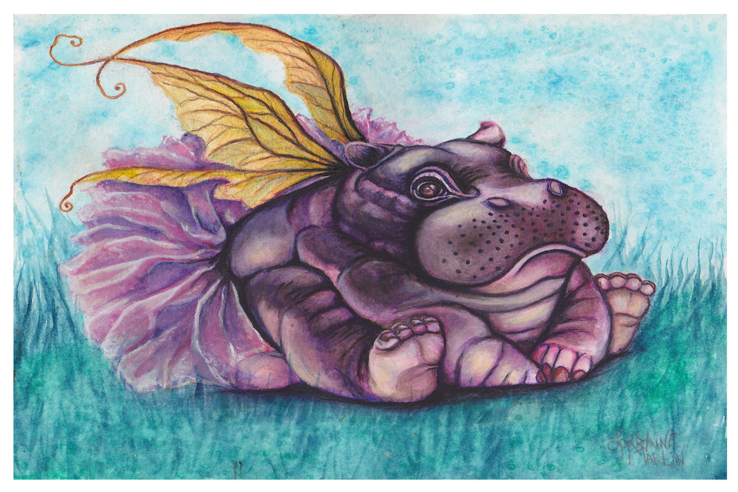 Hippo Fairy Luster Print