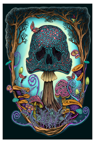 Mushroom Skull Luster Print