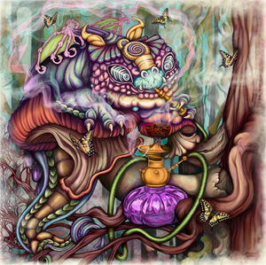 Hookah Dragon Giclee Canvas Print