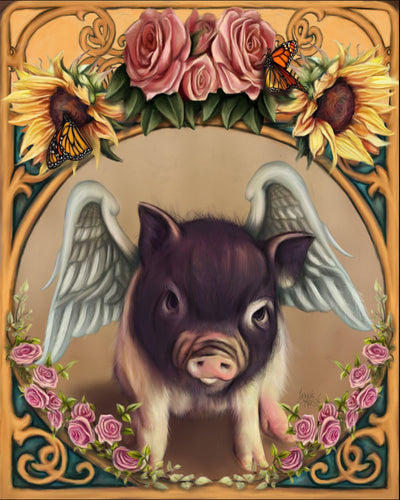 Mini Pig Giclee Canvas Prints - The Butterfrog