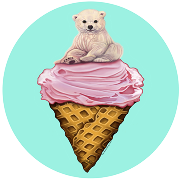 Polar Bear Ice Cream Pin/Magnet