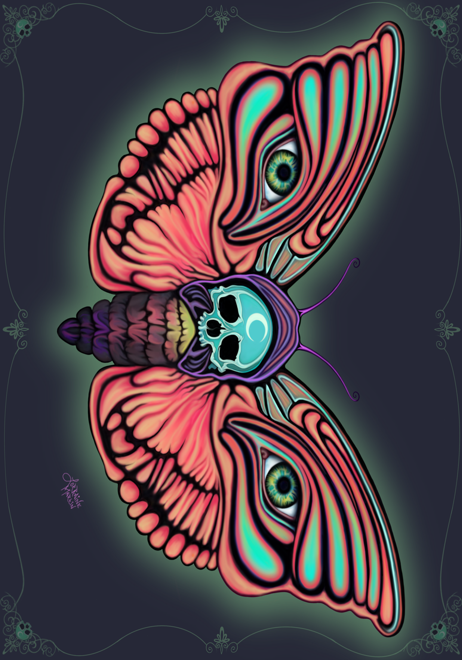 Psychedelic Moth Giclee Canvas Prints - The Butterfrog