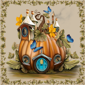 Pumpkin Cottage Giclee Canvas Print