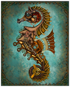 Steampunk Seahorse Luster Print - The Butterfrog