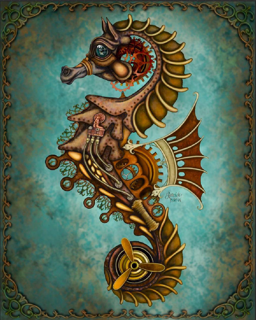 Steampunk Seahorse Giclee Canvas Print - The Butterfrog