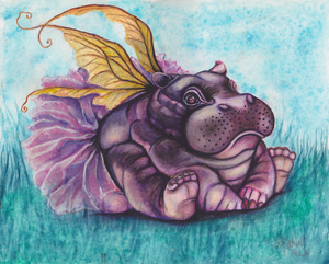 Hippo Fairy Giclee Canvas Print - The Butterfrog